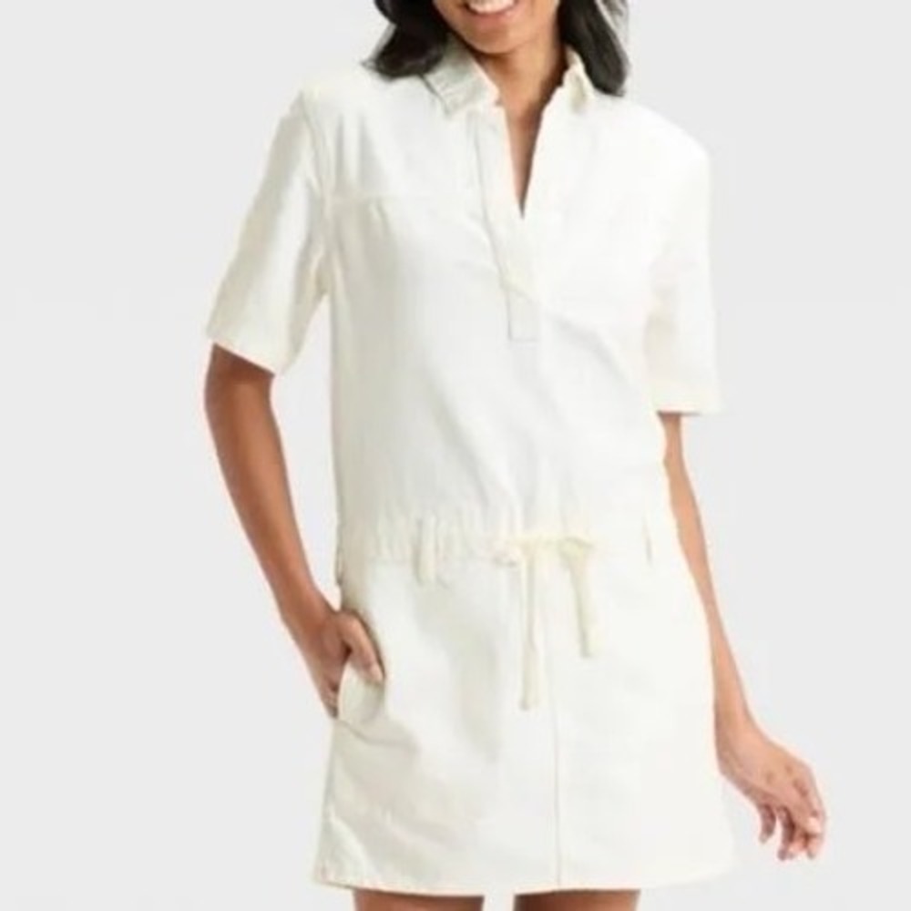 Universal Thread White Mini Dress with Drawstring Waist